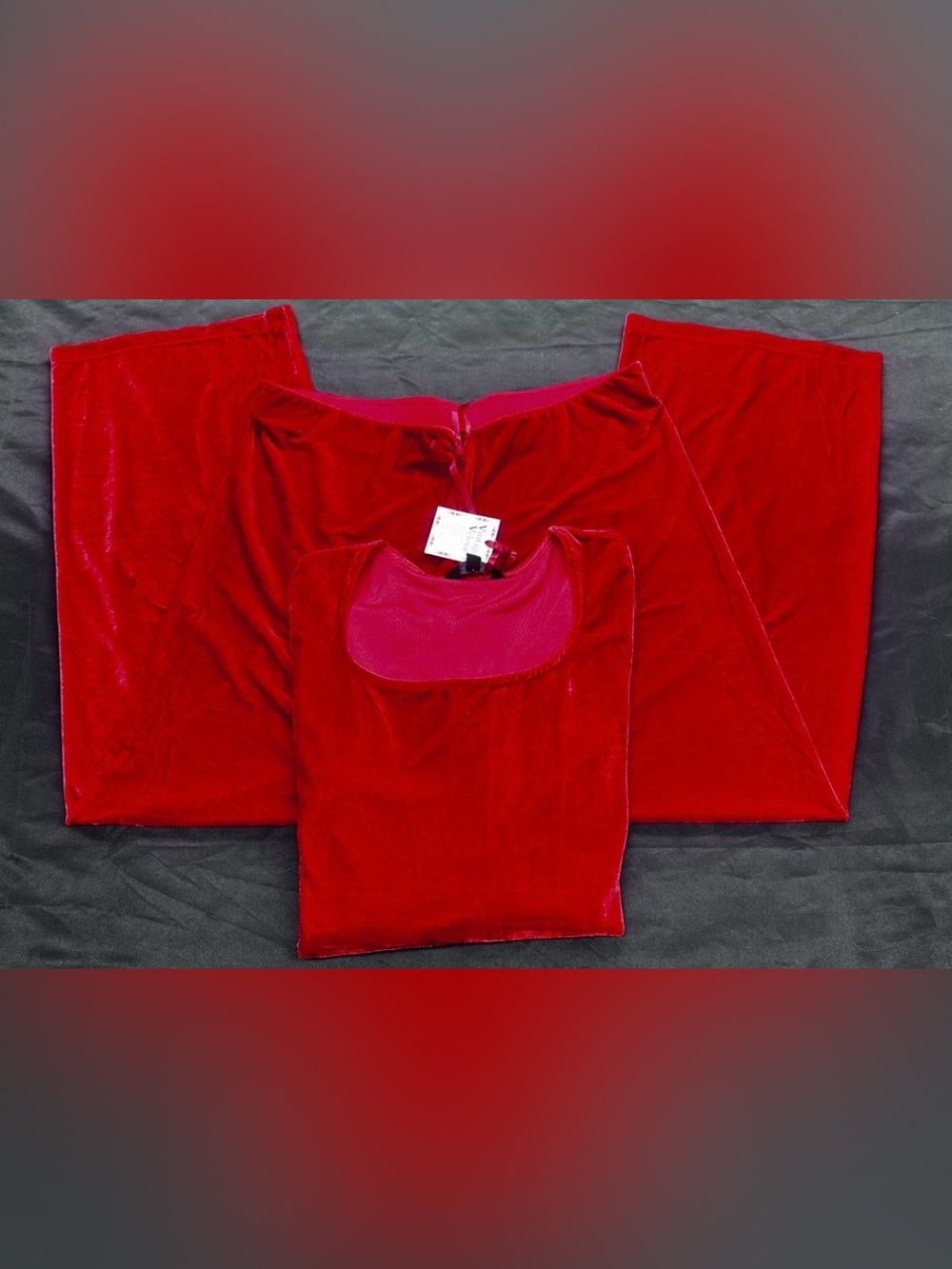 # Women's Red Velour Pajama Set - Soft Sleepwear
